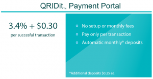 QRIDit Payment Portal 3.4% + $0.30 per transaction